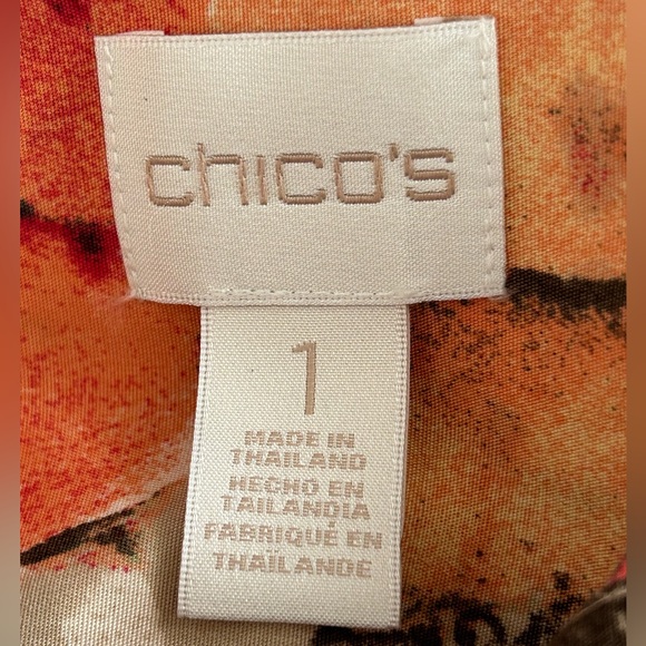 Chicos Floral No Iron Easy Care Long Sleeve Blouse Top Size M 8 - Picture 5 of 13